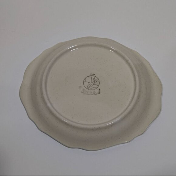 Syracuse China Beige Brown Scalloped Dinner Plate Floral Vine Design Vintage USA - Picture 5 of 6